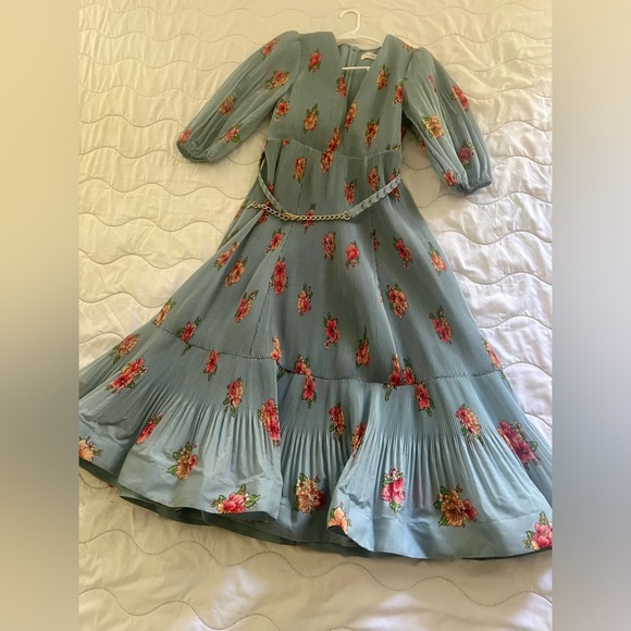 Zimmermann pleated floral midi dress with belt NWT AU Size2 /US Size 8 - Picture 9 of 11